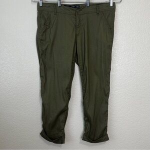 GAP Linen Blend Hadley Stretch Olive Green Capri Women's Pants, 14